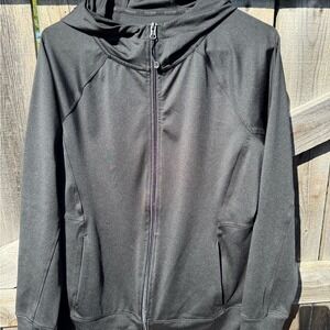 Athletic Zip Up Hoodie Black Long Sleeve Activewear Women's